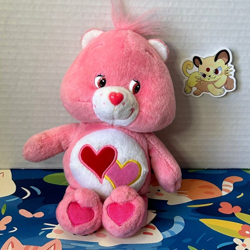 2003 Care Bears Love-A-Lot Bear Pink Plush Stuffed Animal Toy Doll FLAWED